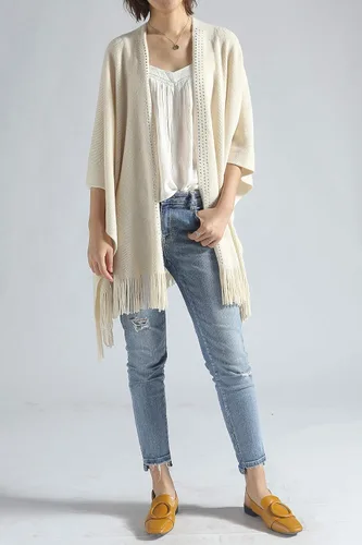 Vista 64 de Moss Rose Chal de viaje para mujer, capa tipo poncho de frente abierto para otoño e invierno