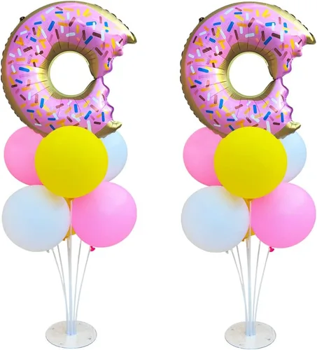 Vista 7 de Kit de soporte de globos de mesa de sirena, 2 juegos con 2 globos de aluminio de conchas marinas, 14 globos de látex azul púrpura para cumpleaños