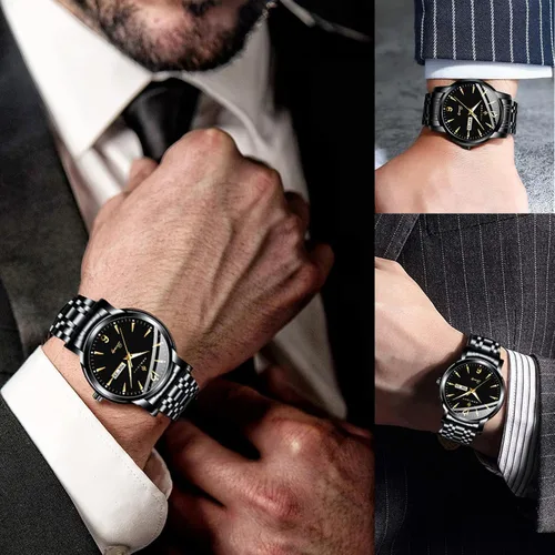 Vista 5 de AKNIGHT Men Watches, Stainless Steel Watches for Men Waterproof Business Chronograph Quartz Analog Cheap Men's Wrist Watch, Minimalist Dress Watch