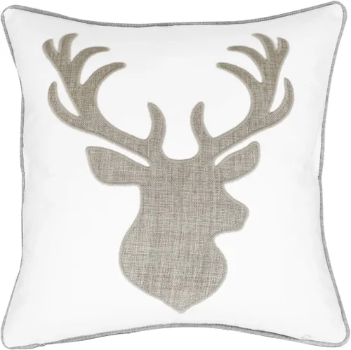 Vista 20 de Fundas de almohada decorativas con diseño de oso, fundas de cojín bordadas de algodón y lino, 45,7 x 45,7 cm (gris)