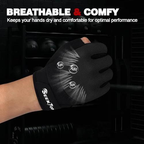 Vista 7 de Seektop Guantes de entrenamiento transpirables para mujeres y hombres, guantes gruesos acolchados para levantamiento de pesas, protección completa