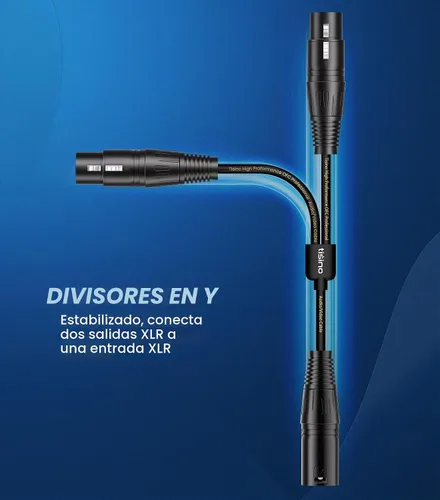 Vista 7 de Tisino Cable XLR Y-Splitter Cable hembra doble XLR a macho de micrófono combinador Y cable de conexión de adaptador de micrófono equilibrado