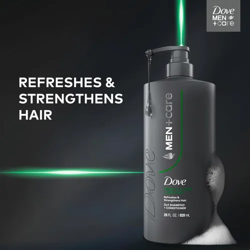 Vista 4 de DOVE MEN + CARE Champú 1 unidad Fresh + Clean para cabello refrescante y fortalecedor, con mentol, 28 fl oz