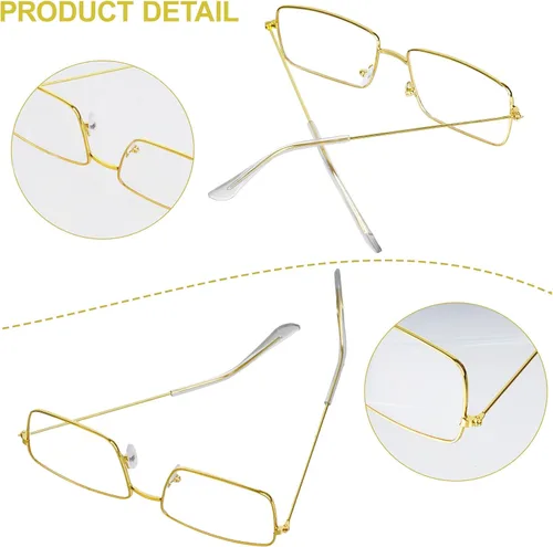 Vista 3 de hoyuwak Gafas de luz azul de moda para mujeres y hombres, gafas rectangulares de metal dorado, marco de anteojos cuadrados falsos
