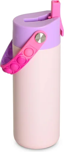 Vista 42 de Elemental Botella de agua aislada para niños, botella de agua de acero inoxidable con tapa de popote y asa Pop-it, botellas de agua a prueba