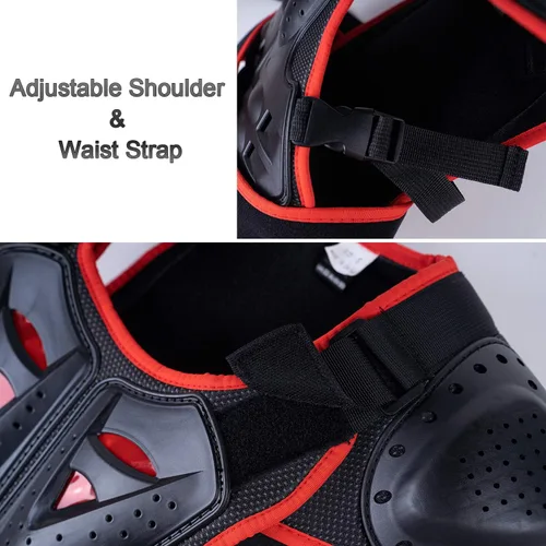 Vista 5 de Seahouse Chaleco de armadura de motocicleta para niños, protector de espalda, chaqueta blindada de carreras de calle para hombre+1 bandana al azar
