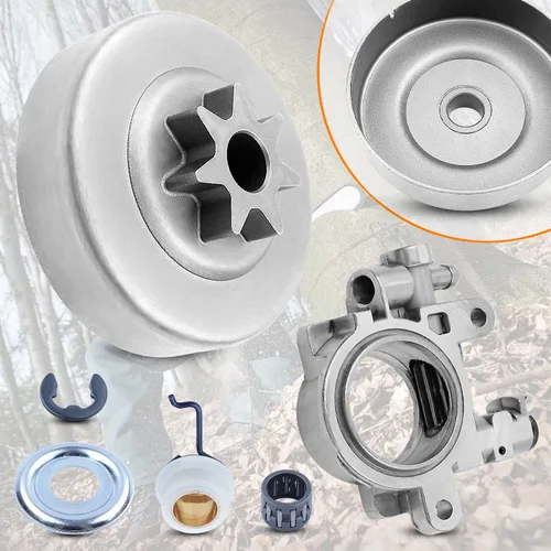 Vista 6 de Kit de engranaje helicoidal de bomba de aceite de piñón de tambor de embrague de 3/8 "apto para motosierras Stihl MS311 MS391, tambor de embrague