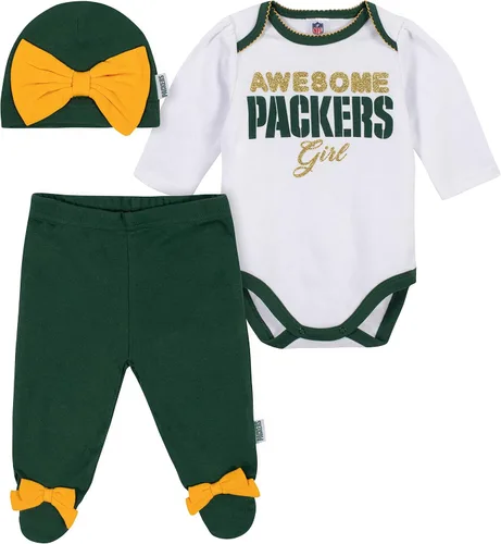 Vista 5 de NFL Conjunto de enterizo, pantalón con pies y gorro de 3 piezas para bebé niña