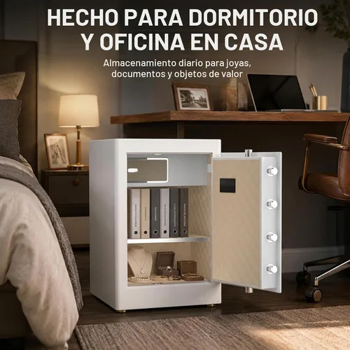 Vista 2 de TIGERKING Caja fuerte para el hogar con bloqueo digital de pantalla táctil Blanco