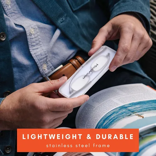 Vista 4 de Gafas de lectura de aire plegables planas con tecnología patentada de bisagra rodante y estuche compacto para mujeres y hombres Bronce Rectangular