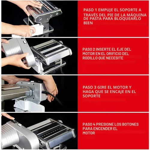 Vista 4 de Shule - Máquina eléctrica de pasta con motor, manivela y rodillo de ravioles Dos modos de funcionamiento, siete ajustes de masa, corte de fideos