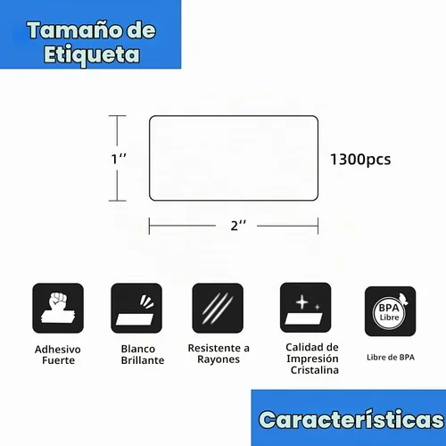 Vista 2 de Etiquetas térmicas de código de barras/SKU de 2 "x 1", 12 rollos