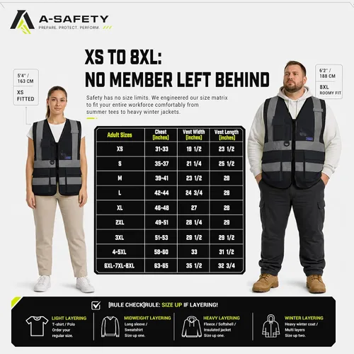 Vista 5 de A-SAFETY Chaleco de Seguridad Reflejante de Alta Visibilidad con Logo Personalizado (XS-8XL)