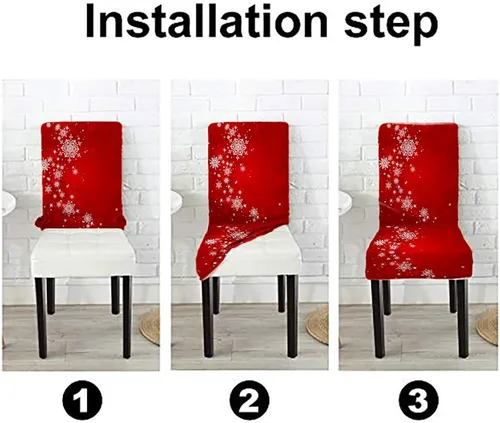 Vista 41 de CAPSCEOLL Christmas Dining Chair Covers,Snowflakes Festive Winter Pattern Stretch Chair Covers for Dining Room Set of 2 Washable Spandex Parson