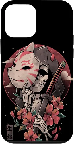 Vista 16 de iPhone 16 Death Messenger Japanese Aesthetics Grim Reaper Kitsune Mask Case