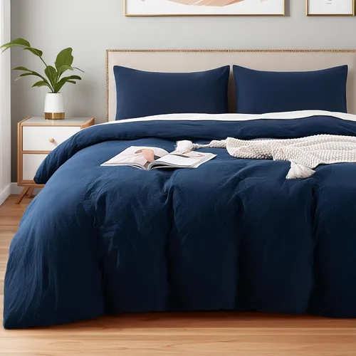 Vista 49 de NEXHOME PRO Funda de edredón Twin XL 100% algodón lavado, transpirable, duradera, texturizada, similar al lino, juego de ropa de cama para el hogar