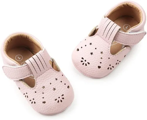 Vista 2 de ESTAMICO Zapatos de cuna antideslizantes para bebés y niños pequeños