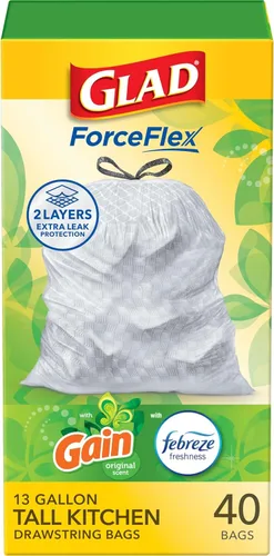 Vista 10 de Glad ForceFlex Bolsas de basura altas para cocina, 13 galones, Gain Original, 40 unidades (el paquete puede variar)