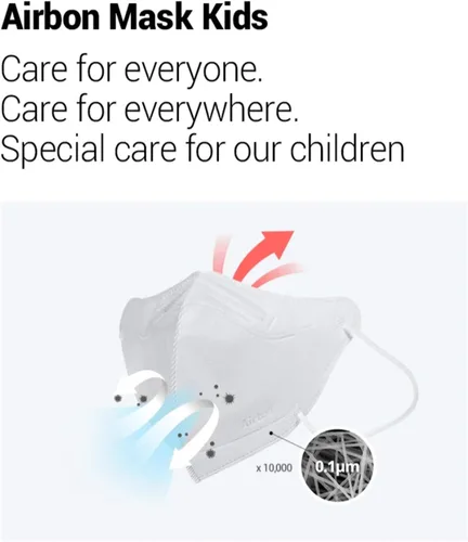 Vista 2 de AIRQUEEN Airbon - Máscara facial desechable para niños, paquete de 70 unidades, máscara facial con filtro de nanofibra negra, para niños y niñas