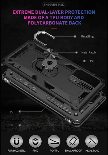 Vista 6 de TJS Funda compatible con Samsung Galaxy A03S, con protector de pantalla de vidrio templado, soporte magnético con soporte magnético resistente