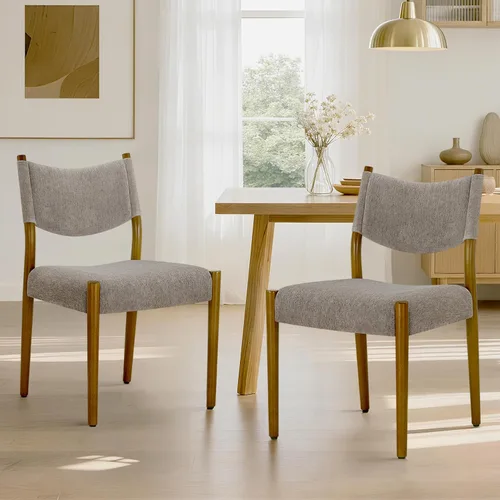 Vista 13 de KISLOT Juego de 4 sillas de comedor, sillas ergonómicas tapizadas de madera Sillas de comedor modernas de mediados de siglo, sillas ergonómicas