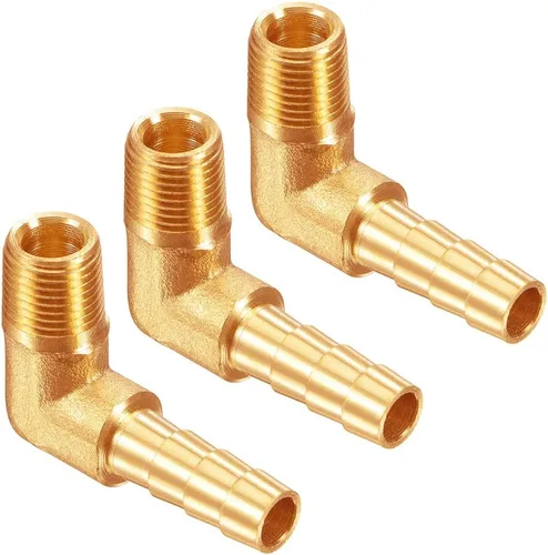 Vista 13 de Uenede 3 piezas de latón 1/2"NPT macho a 1/2" púas 90 grados codo rosca manguera de tubo púas accesorios para agua/aceite/gas