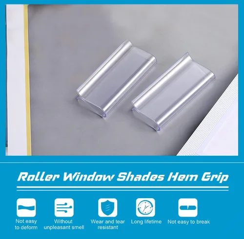 Vista 4 de Persianas enrollables de plástico con dobladillo para ventana, accesorios de ventanas (transparente, 4 unidades)