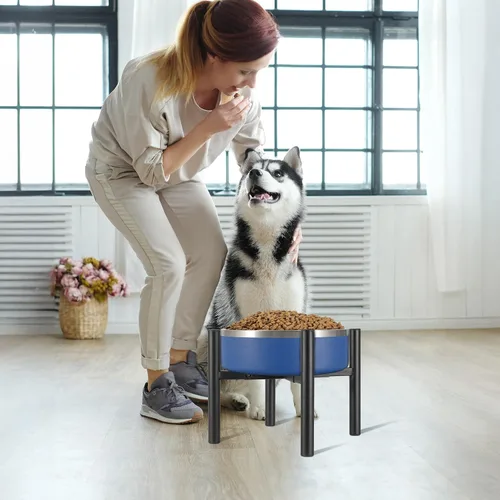 Vista 4 de PROERR Soporte Individual para Cuenco de Perro Elevado de 8" de Alto - Sin Cuencos, Mesa de Comida para Mascotas Elevada Ajustable de Ancho 6-10
