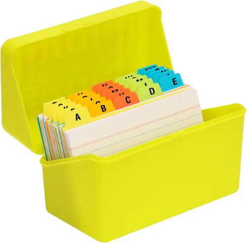 Vista 10 de H4D Tarjetero de índice de 3 x 5 con 100 tarjetas de índice a rayas pesadas y 25 divisores de plástico, color negro 3x5 Inch Plastic Box