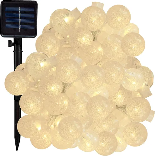 Vista 6 de Hometown Evolution, Inc. Tira de luces de burbujas de aire alimentadas por energía solar, 30 LED blanco cálido, 8 modos, impermeable al aire libre