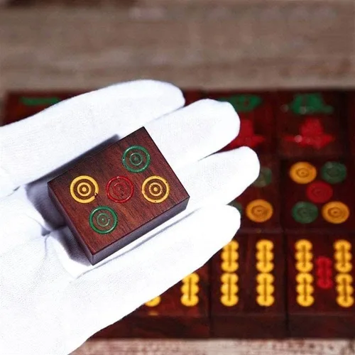 Vista 6 de Juego de mahjong chino, juego de 144 mini mahjong, juego de mahjong chino con caja de madera, azulejos de Mahjong para viajes, fiesta, juego familiar