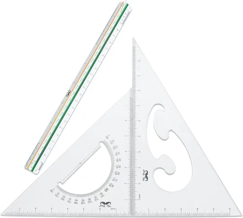 Vista 7 de Mr. Pen juego de reglas triangulares arquitectónicas con regla triangular graduada de 12 pulgadas, triángulos de 11 pulgadas 30/60 y 8 pulgadas