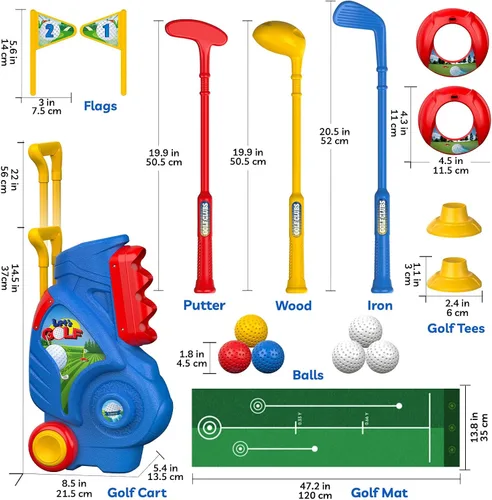 Vista 6 de Liberry Juego de Golf para Niños Pequeños de 2, 3 y 4 años Niños Niñas, Juego Mejorado de Palos de Golf para Niños con Carrito, Tapete de Putting