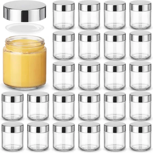 Vista 52 de Norme 24 Frascos de Vidrio de 4 oz con Tapas Herméticos Redondos a Prueba de Fugas Frascos Cosméticos Vacíos con Revestimientos Internos en la Tapa