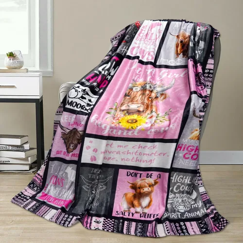 Vista 2 de Highland Cow Regalo para mujeres y niños – Manta para los amantes de las vacas – Just A Girl Who Loves Cows de las tierras altas bancos para sofá