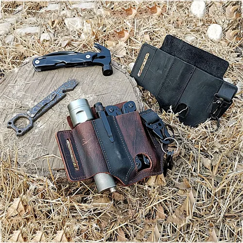 Vista 7 de Funda multiherramienta para cinturón organizador de bolsillo EDC de cuero por LIPOUD