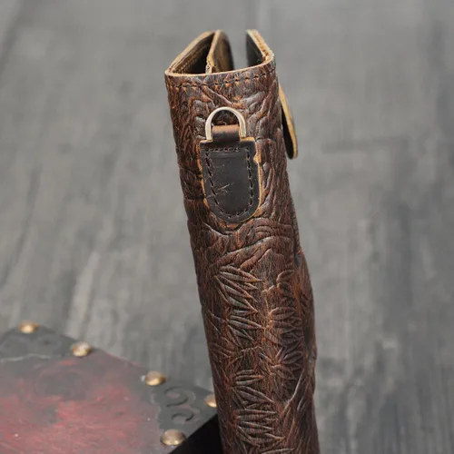 Vista 9 de LUUFAN Cartera larga de cuero genuino para hombre billetera plegable grabada