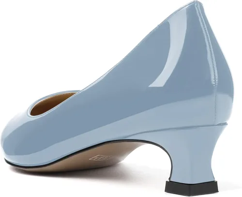 Vista 7 de SKYSTERRY Zapatos de vestir de oficina para mujer, punta redonda, carrete de patente, tacón bajo, zapatos de vestir de oficina de 1.5 pulgadas