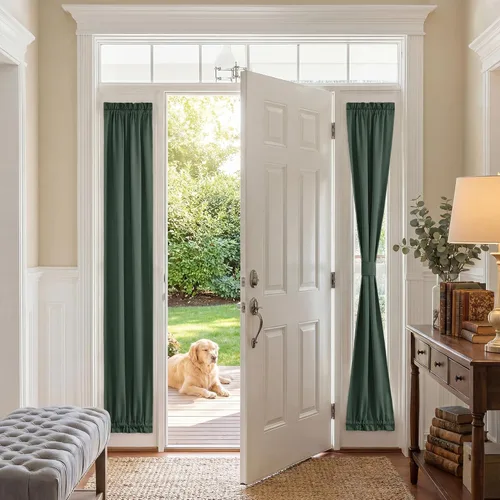Vista 24 de PONY DANCE Persianas para puertas – Paneles opacos para tratamiento de ventanas, cortinas sólidas de alta resistencia con bolsillo para barra