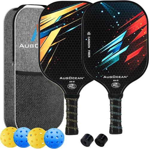 Vista 10 de Pala de Pickleball, Palas de Pickleball - Superficie de Fibra de Carbono Cruda 3K con Gran Rugosidad y Giro, Raqueta de Pickleball T700