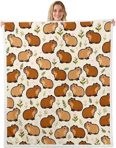 Vista 25 de Erosebridal Funny Capybaras Blanket Capybara Lover Gifts Cute Fleece Blanket for Kids Girls Boys, Capybara Decorations Blankets 40"x50", Kawaii