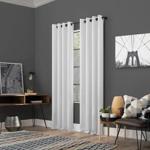 Vista 6 de Sun Zero Soho - Juego de 2 paneles de cortinas opacas de eficiencia energética con ojales, 54 x 63 pulgadas, color blanco paloma Oyster White