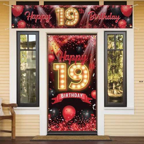 Vista 36 de Juego de carteles de feliz cumpleaños 10 para puerta, porche, decoraciones de cumpleaños de 10 años, suministros de fiesta para mujeres y hombres