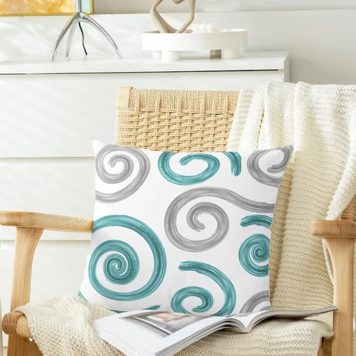 Vista 3 de CaliTime Juego de 2 fundas de almohada decorativas de vellón en dos tonos, con textura de concha de mar, geométricas abstractas, para sofá, cama