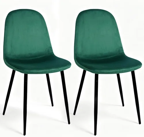 Vista 8 de CangLong Juego de 2 sillas de comedor modernas de terciopelo, sillas decorativas tapizadas con patas de metal, color verde oscuro para sala