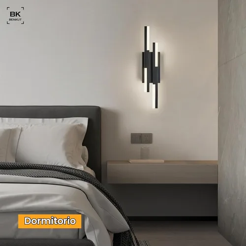 Vista 7 de Benkut - Aplique de pared LED moderno negro remoto para baño