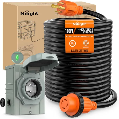 Vista 48 de Nilight Cable de Extensión para Secadora EV de 15 Pies 3 Clavijas 30 Amperios NEMA 10-30P 10-30R Cable de Extensiones Antiguas Servicio Pesado