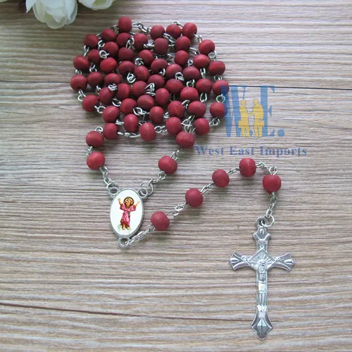 Vista 3 de Divino Nino Divino Niño Jesús Perfumado Rosario (12 PCS) Recuerdos de presentacion de 3 años Bautismo Party Favor Baby Jesus (rojo)