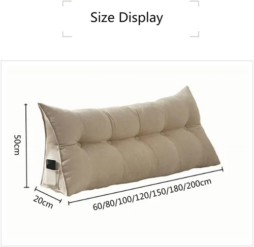 Vista 9 de Triangular Reading Pillow for Full Twin Queen Size Bed,Perfect Back Support Cushion for Adults Reading,Watching TV,F-2005020cm