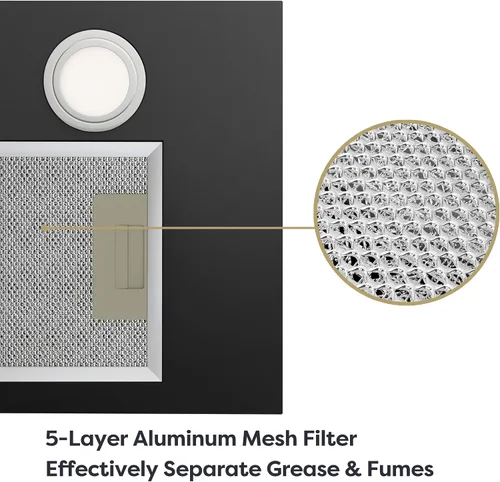 Vista 5 de CIARRA Campana de Ventilación Integrada de 20 Pulgadas 650 CFM Campana de Ventilación para Estufa de Cocina con Luz LED, Ventilador de Escape de 3